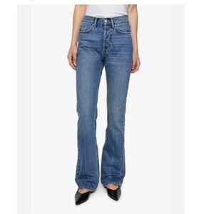 Anine Bing Bryn  Denim Jeans High Rise Straight Leg Easy Boot Size 25 *hemmed*